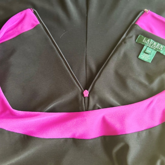 Ralph Lauren Purple Black Polyester Long Sleeve Classic Dress size 16 - Picture 6 of 12